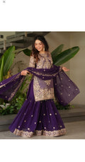 Purple Sharara Set
