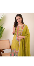 Lime Printed Kurta Set