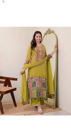 Lime Printed Kurta Set