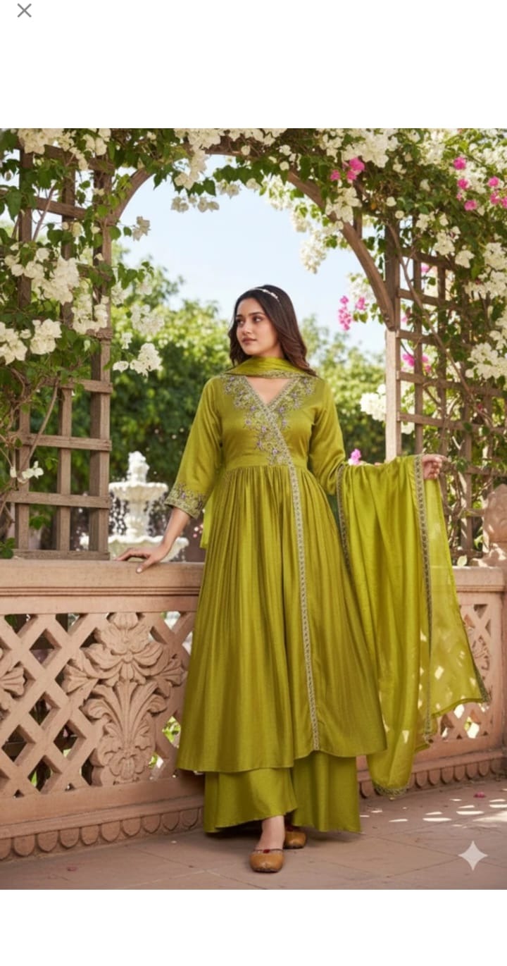 Olive Flared Kurta Set
