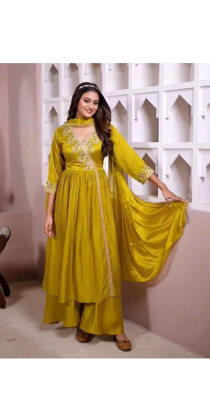 Olive Flared Kurta Set